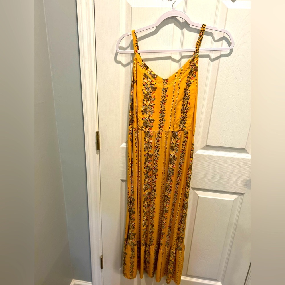Floral Yellow Maxi Dress NWT